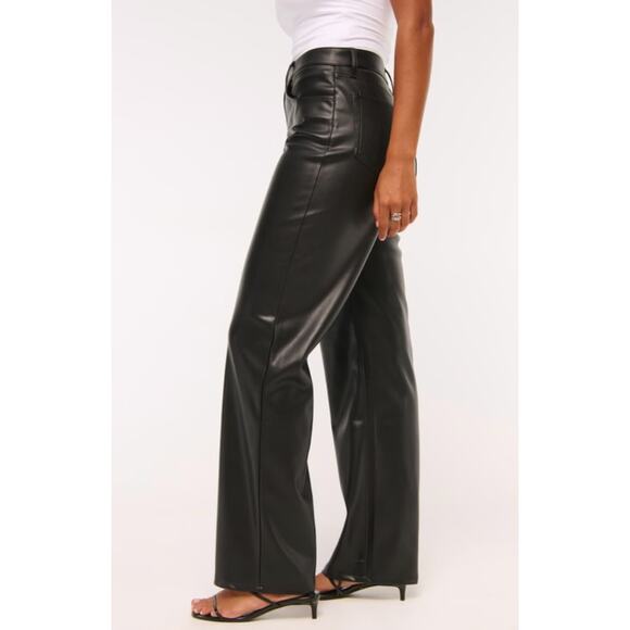 NWT Abercrombie & Fitch Vegan Leather Pants Straight Leg Black Size 18 / 34" - Picture 3 of 14